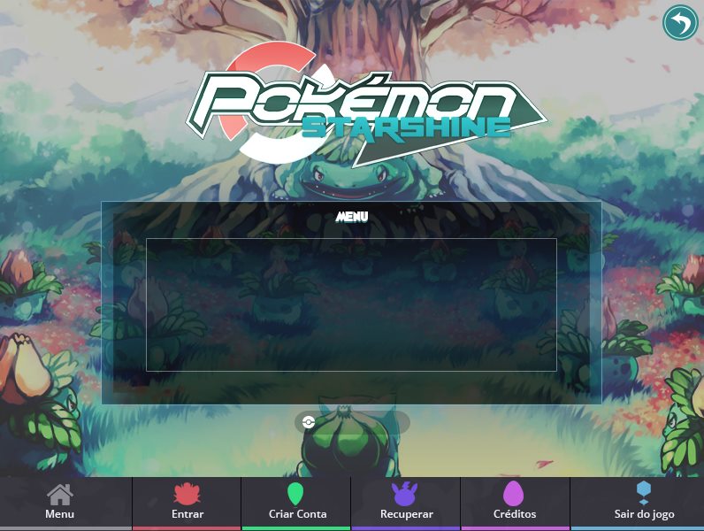Menu principal do Pokémon Starshine