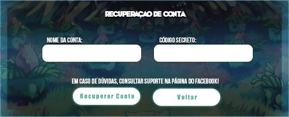 Tela de recuperação de conta
